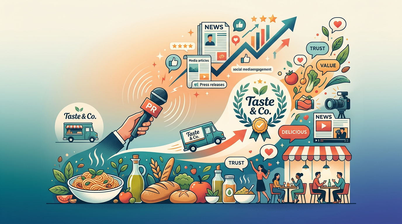 Editorial illustration for article: Savoring Success: How Effective PR Campaigns Transform Food Brands