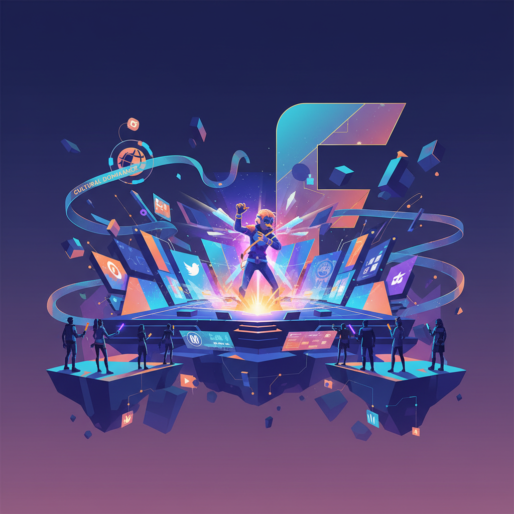 Editorial illustration for article: When Games Become Stages — How Fortnite Redefined Digital PR with Concerts, Collabs, and Cultural Dominance