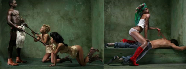 Luciano Carvari footwear, racy, violent ads.