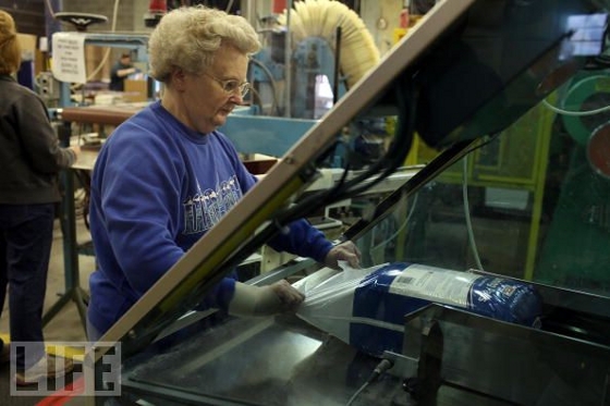 A diaper factory worker