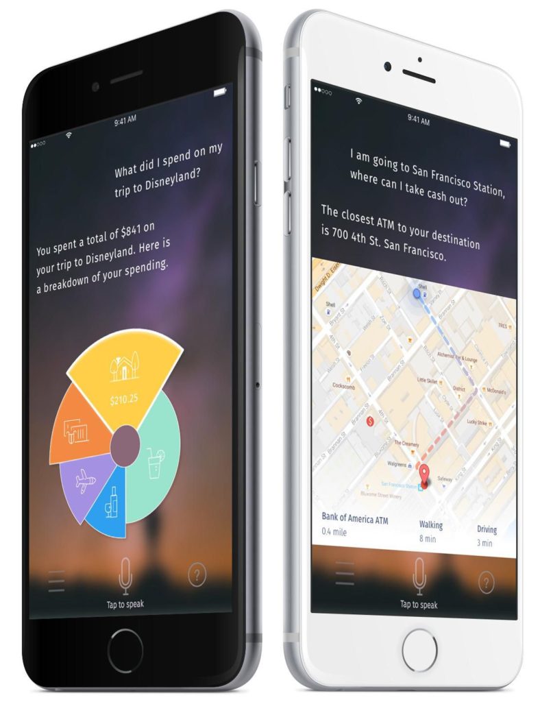 The Future of Clinc AI on two iphones